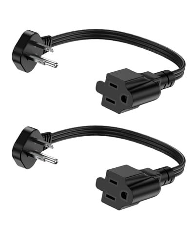LitStar Flat Plug Short Extension Cord 1Ft Low Profile Adapter 3 Prong Indoor Small Grounded Power Cable Outlet Saver 16AWG 13A 1625W Black 2 Pack - Image 1