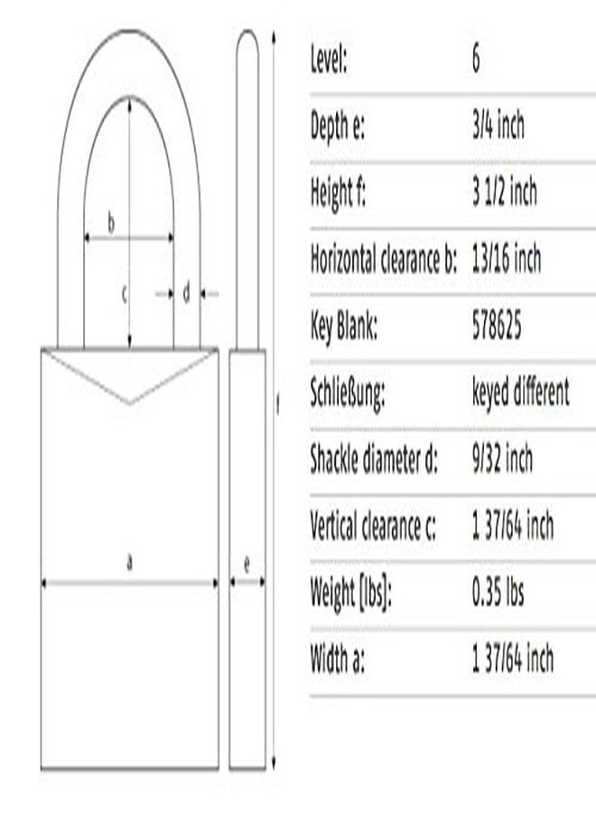 أباس قفل من سبائك الألومنيوم ABUS 80TI/40 Titalium™ بمفتاح مختلف - سلسلة فولاذية طويلة محمية بتقنية النانو (1-1/2 بوصة) - Image 5