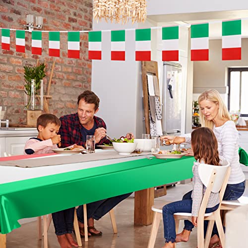 Tegeme 3 Pcs Italy Decorations Includes 2 Flag Tablecloth 108 x 54 Inch National Table Cover with Italy String Flag Pennant Banner National Country Decoration for Sports Events International Festival - Image 4