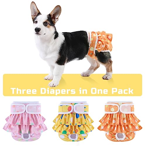 Mengelina Washable Dog Diapers Female 3 Pack Reusable Premium Highly Absorbent Puppy Diapers, Flexible Doggie Diapers, Durable Leak-Proof Dot Doggy Diapers for Period Heat Incontinence Potty Training, S - Image 4