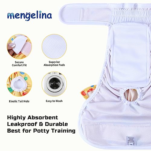 Mengelina Washable Dog Diapers Female 3 Pack Reusable Premium Highly Absorbent Puppy Diapers, Flexible Doggie Diapers, Durable Leak-Proof Dot Doggy Diapers for Period Heat Incontinence Potty Training, S - Image 3
