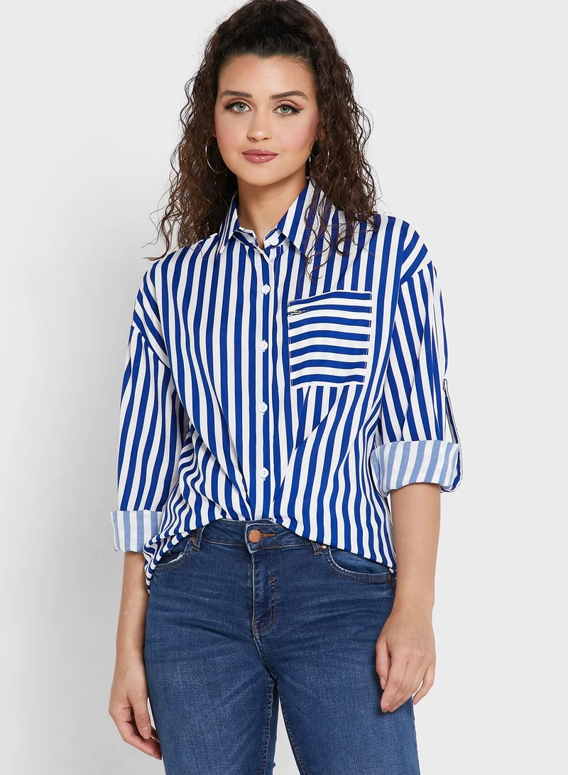 Ginger Zip Pocket Detail Striped Shirt