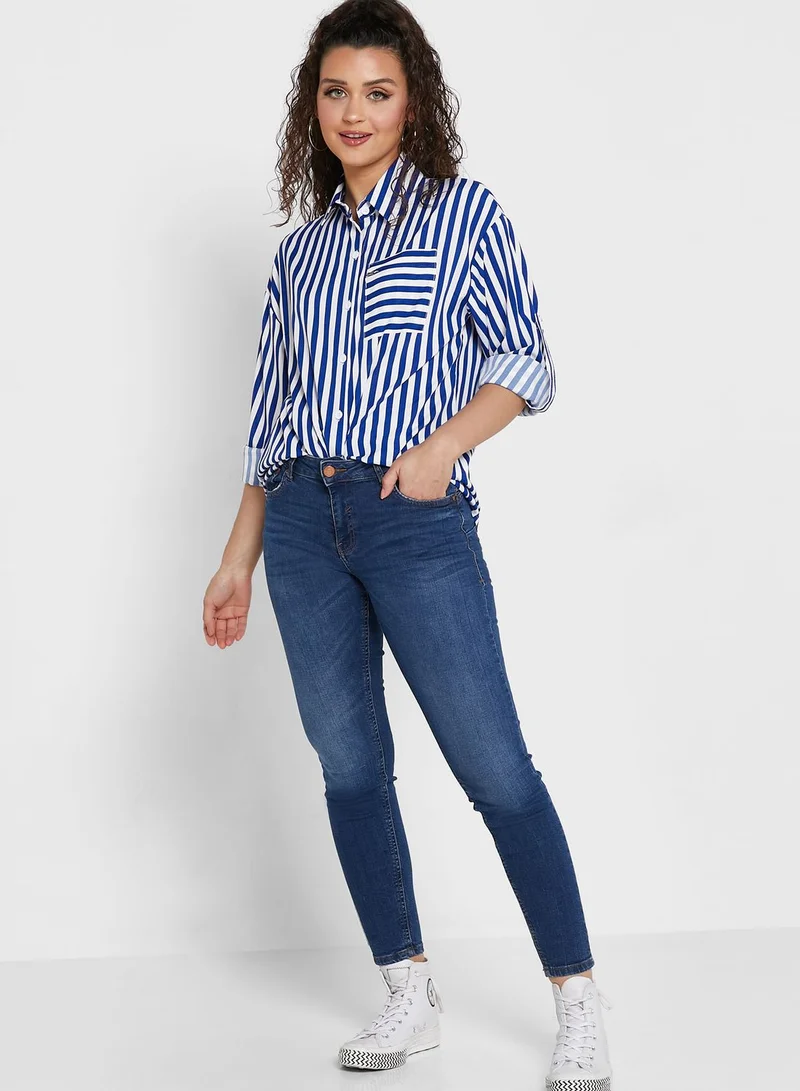 Ginger Zip Pocket Detail Striped Shirt