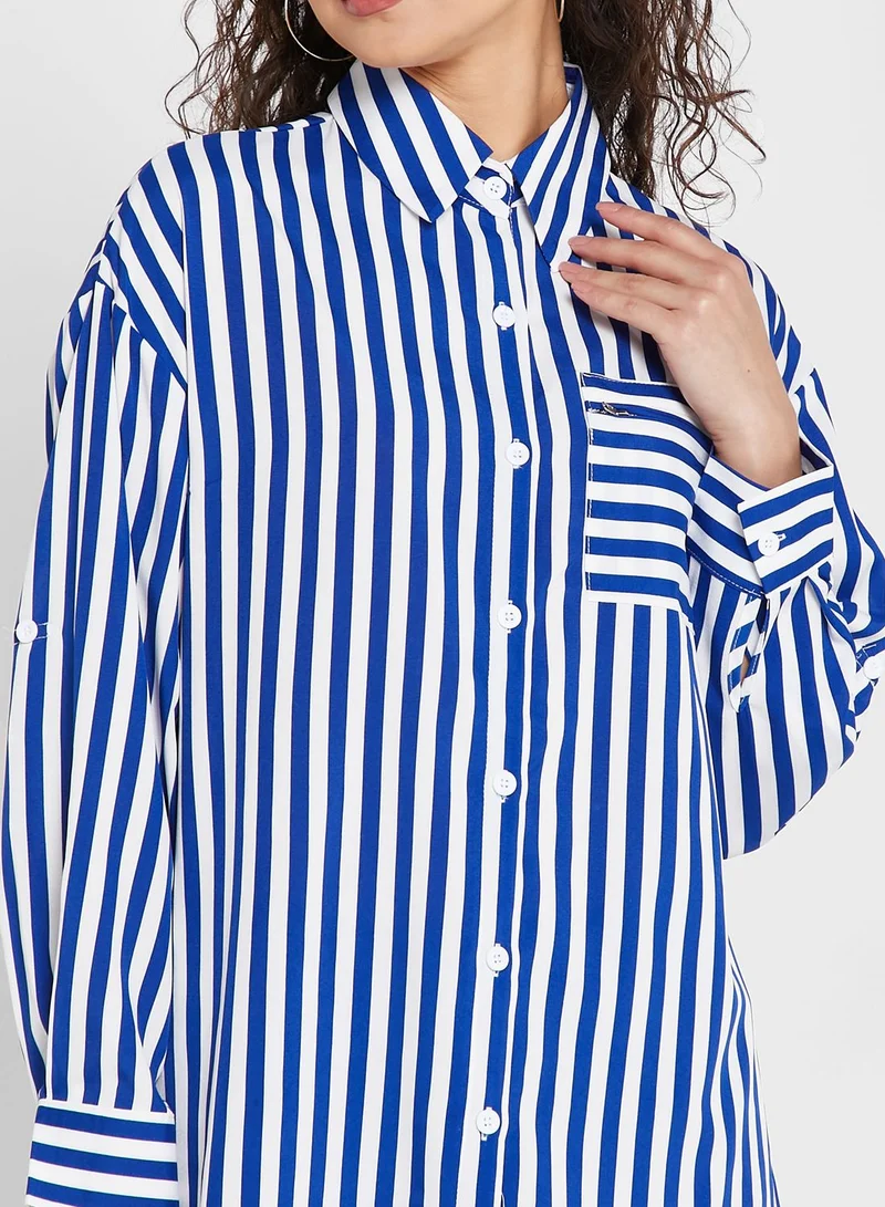 Ginger Zip Pocket Detail Striped Shirt