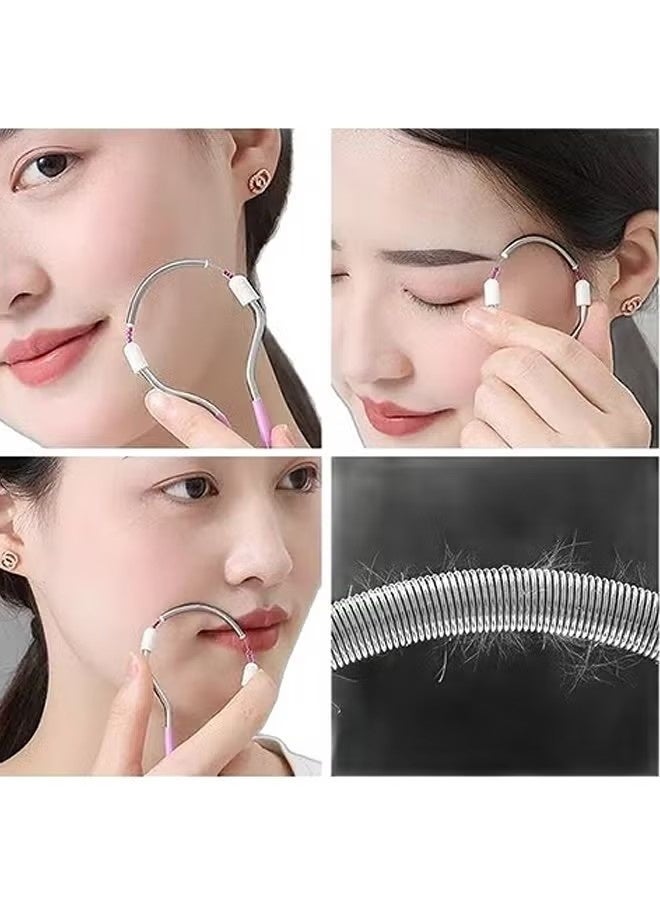 2Pcs Manual Facial Hair Remover, Portable Stainless Steel Spring Epilator, Mild Facial Threading Hair Remover for Women Men - (Pink + Blue) - Image 5