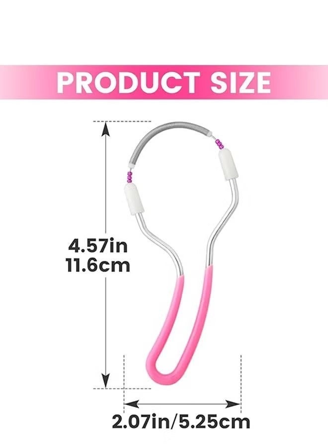 2Pcs Manual Facial Hair Remover, Portable Stainless Steel Spring Epilator, Mild Facial Threading Hair Remover for Women Men - (Pink + Blue) - Image 2