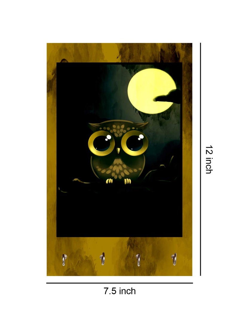 999STORE Key Organizer Holder Wall Mount Hanger Organizer Moon Owl Key Stand for Wall (MDF_7.5X12 Inch_Multi) KeyholderP078 - Image 4