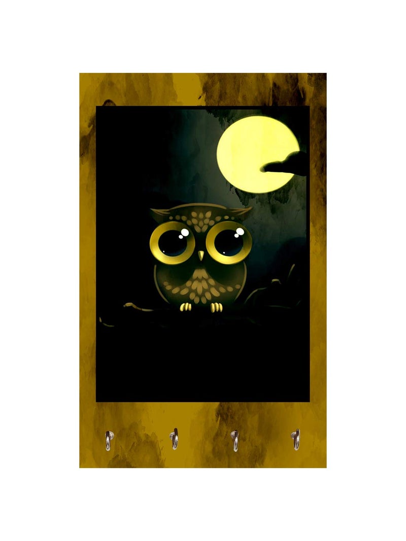 999STORE Key Organizer Holder Wall Mount Hanger Organizer Moon Owl Key Stand for Wall (MDF_7.5X12 Inch_Multi) KeyholderP078 - Image 2