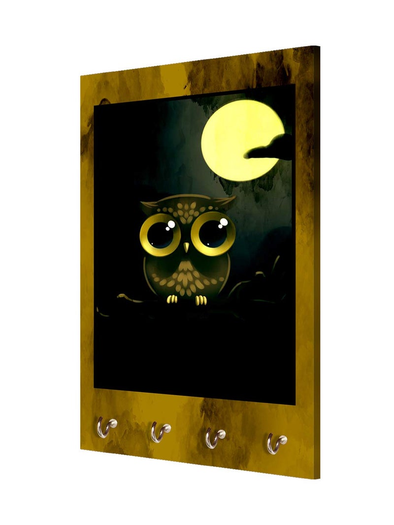 999STORE Key Organizer Holder Wall Mount Hanger Organizer Moon Owl Key Stand for Wall (MDF_7.5X12 Inch_Multi) KeyholderP078 - Image 3