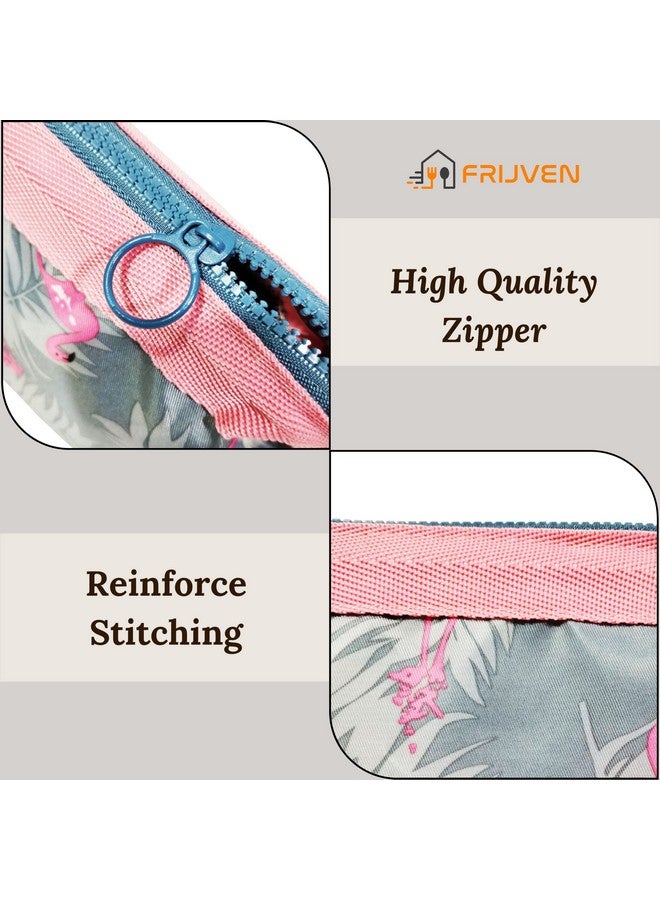 FRIJVEN Print Design 9cms Cosmetic Makeup Pouch, Women's Toiletry Storage Organizer Purse, Grooming Kit Small Makeup Case, Travel Bag (Grey) - Image 3