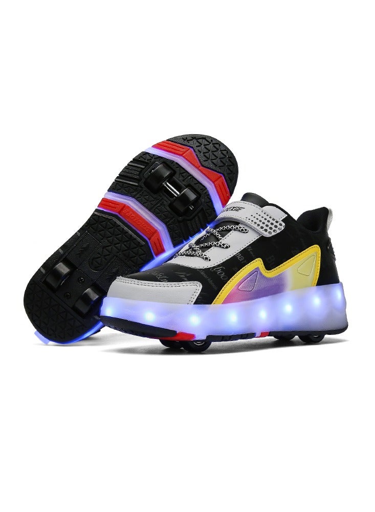 Generic Roller Skates Shoes for Kids 4 Wheels 16 LED Model Colorful Girls Boys Roller Skates Sneaker Can Charge for Beginner More Balanced  - Image 1