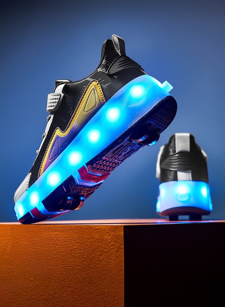 Generic Roller Skates Shoes for Kids 4 Wheels 16 LED Model Colorful Girls Boys Roller Skates Sneaker Can Charge for Beginner More Balanced  - Image 2