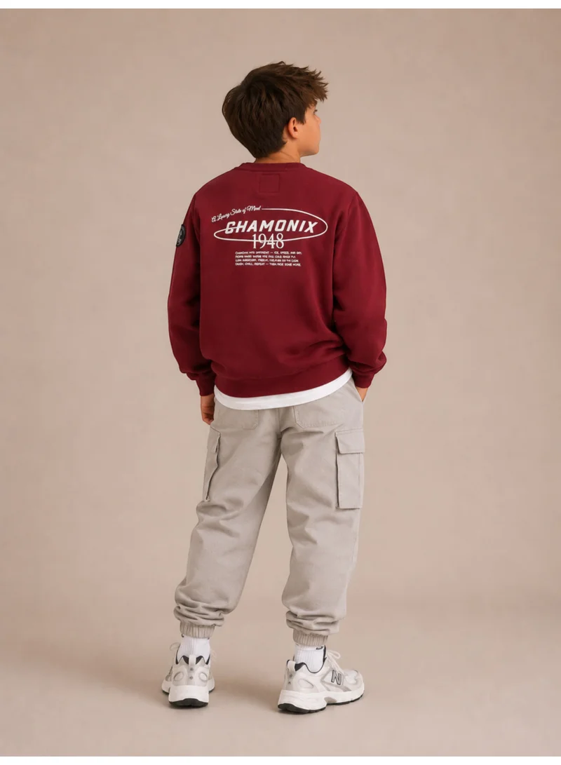 No Way Monday Boys Graphic Long Sleeve Sweatshirt with Back Print