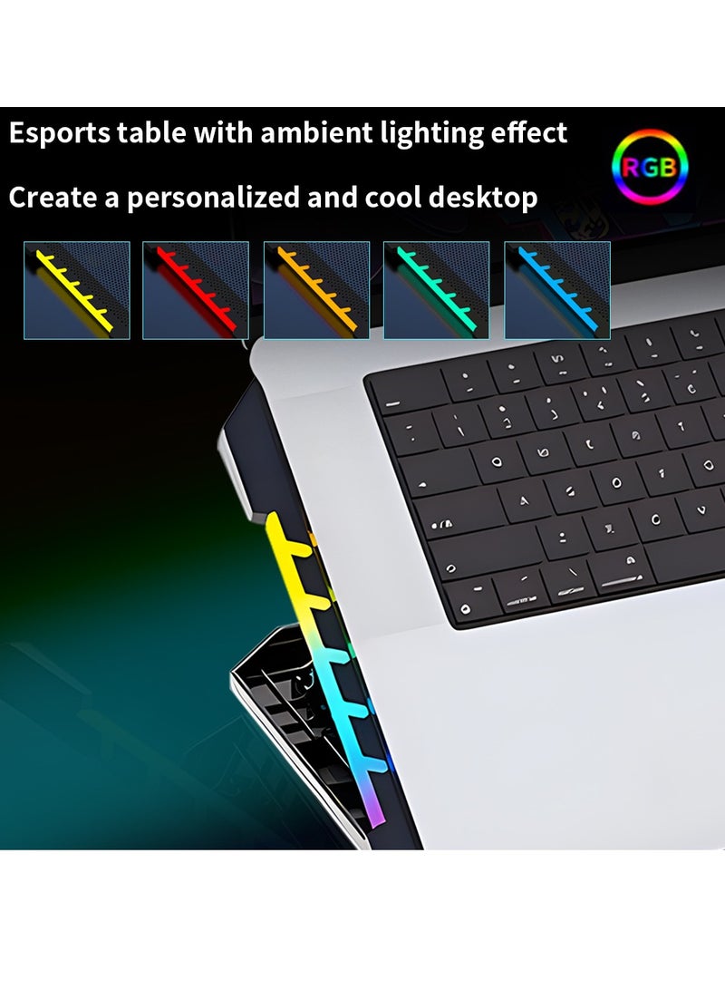 جيرتك لوحة تبريد ألعاب الكمبيوتر المحمول Jertech KL332 مع حامل محمول - مروحتان LED زرقاء 14 سم - أضواء جانبية RGB - منفذا USB - 12:17 بوصة - Image 5