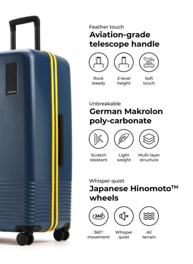 Mokobara - MOKOBARA The Check-in Large Luggage Hardsided 8 Hinomoto Wheels Large Trolley for Long Travels (Blue) - Image 1