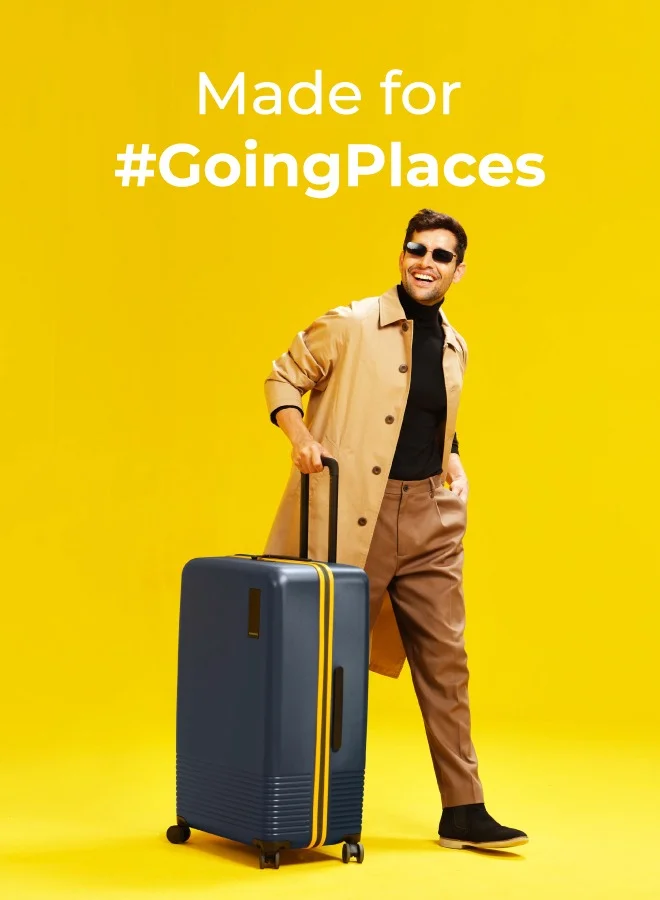 موكوبارا للتجارة ذ.م.م MOKOBARA The Check-in Large Luggage Hardsided 8 Hinomoto Wheels Large Trolley for Long Travels (Blue)