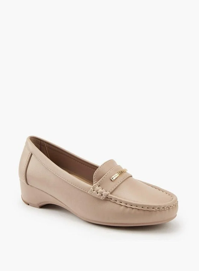Flora Bella By Shoexpress Metal Accent Loafers with Wedge Heels
