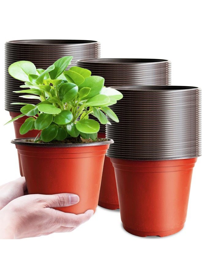 Baaxxango 100 Pcs Plant Nursery Pots,6 Inch Thicker Plastic Seedling Pots with Holes,Seed Starting Pot Flower Plant Container for Succulents,Seedlings,Cuttings,Transplanting - Image 1