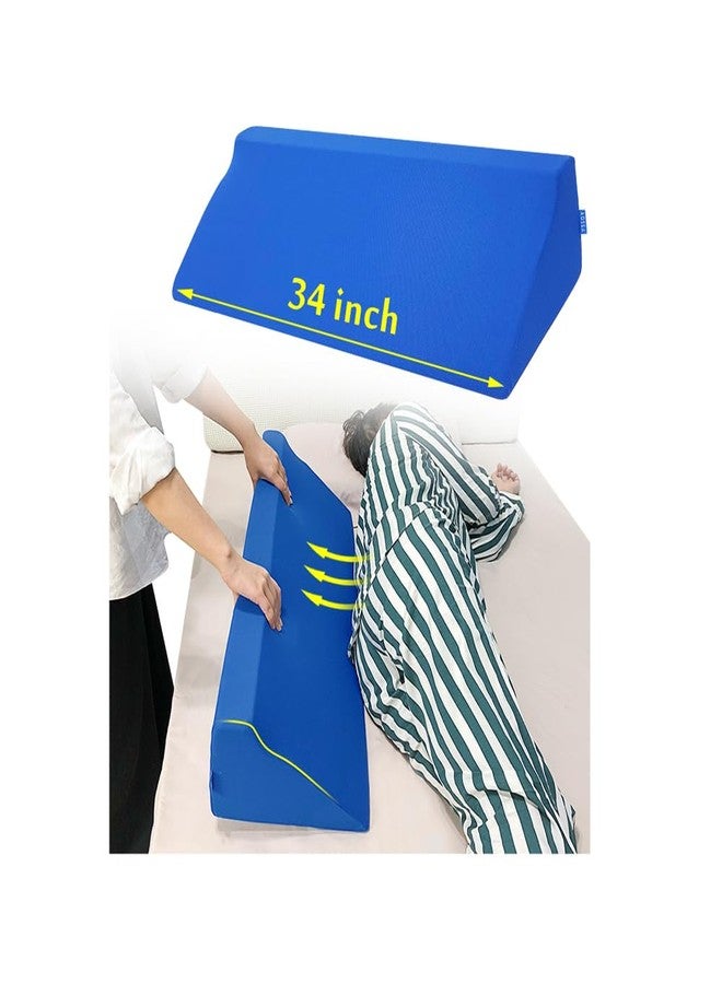 AOSSA Wedge Pillow for Sleeping, Foam Body Positioning Wedges for Bed Adults, 34" Long Inclined Sleepers Cushion for Pressure Ulcer, Bed Sores Treatment, Turning Large Body Nursing Wedge Pillow (Blue) - Image 1