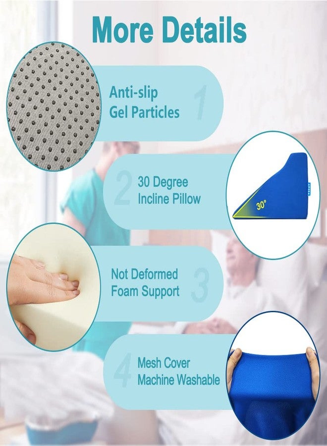 AOSSA Wedge Pillow for Sleeping, Foam Body Positioning Wedges for Bed Adults, 34" Long Inclined Sleepers Cushion for Pressure Ulcer, Bed Sores Treatment, Turning Large Body Nursing Wedge Pillow (Blue) - Image 5