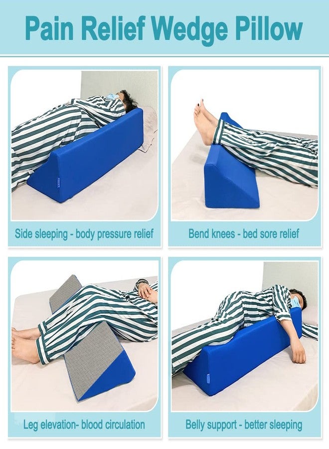 AOSSA Wedge Pillow for Sleeping, Foam Body Positioning Wedges for Bed Adults, 34" Long Inclined Sleepers Cushion for Pressure Ulcer, Bed Sores Treatment, Turning Large Body Nursing Wedge Pillow (Blue) - Image 4