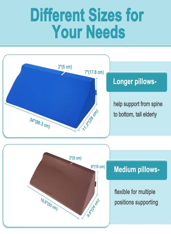 AOSSA Wedge Pillow for Sleeping, Foam Body Positioning Wedges for Bed Adults, 34" Long Inclined Sleepers Cushion for Pressure Ulcer, Bed Sores Treatment, Turning Large Body Nursing Wedge Pillow (Blue) - Image 2