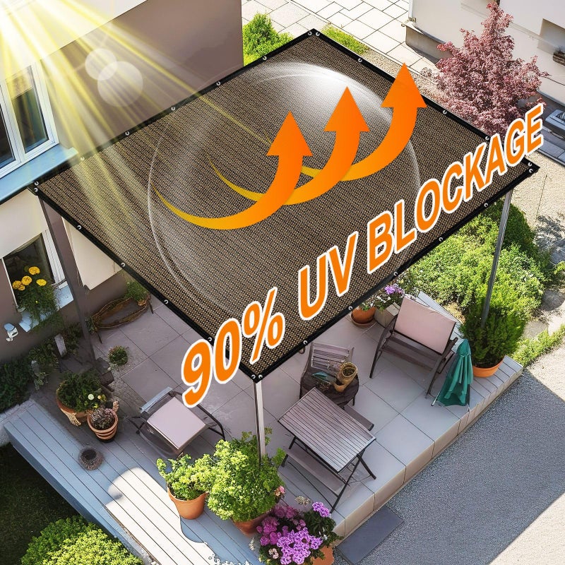 Artpuch 90% Sun Shade Cloth, 10 x 12 FT Pergola Shade Cover Canopy with Grommets, Sun Screen Fabric Tarp for Patio, Outdoor, Garden, Backyard, Mocha - Image 3