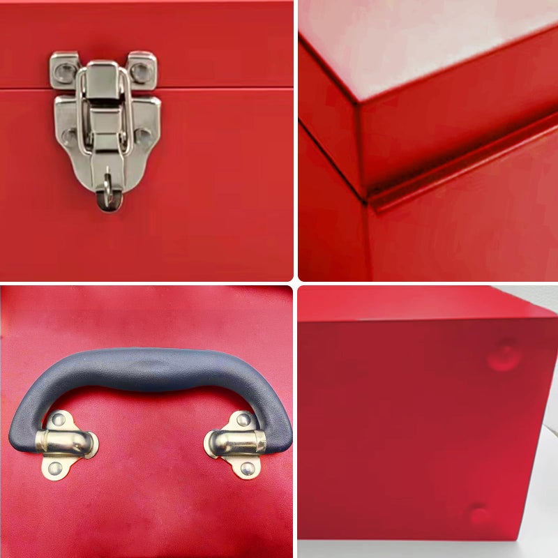 Mcvomv 16" Portable Metal Toolbox Large Tool Box 18-Gauge Fishing Tackle Box Stee Tool Box Drawer Organizer With Metal Latch and Handle Red - Image 5