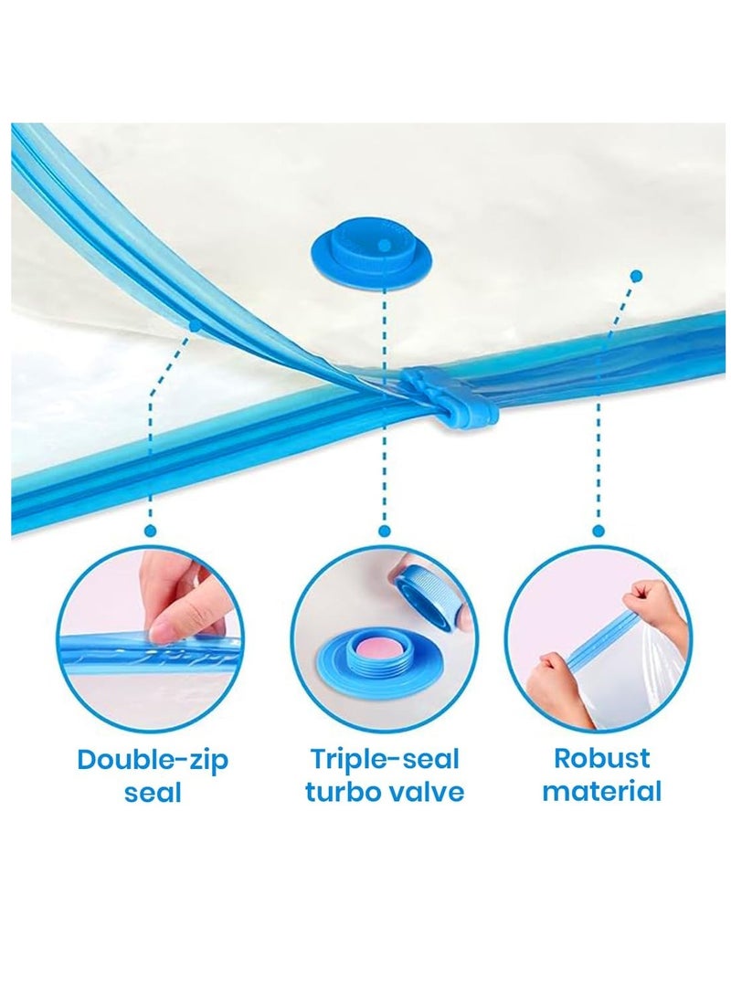 Meetion - Vacuum Compression Storage Bags, 6 Pack Vacuum Bags (2L+2M+1J+1Pump) with free Hand Pump, Vacuum Seal Bag for Clothes, Bedding, Blankets, Pillows, Seasonal Storage for Home & Travelling - Image 1