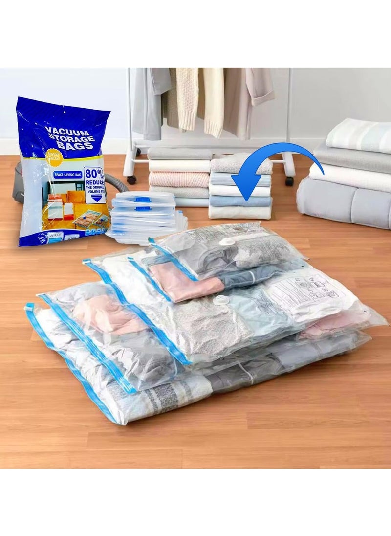 Meetion - Vacuum Compression Storage Bags, 6 Pack Vacuum Bags (2L+2M+1J+1Pump) with free Hand Pump, Vacuum Seal Bag for Clothes, Bedding, Blankets, Pillows, Seasonal Storage for Home & Travelling - Image 1