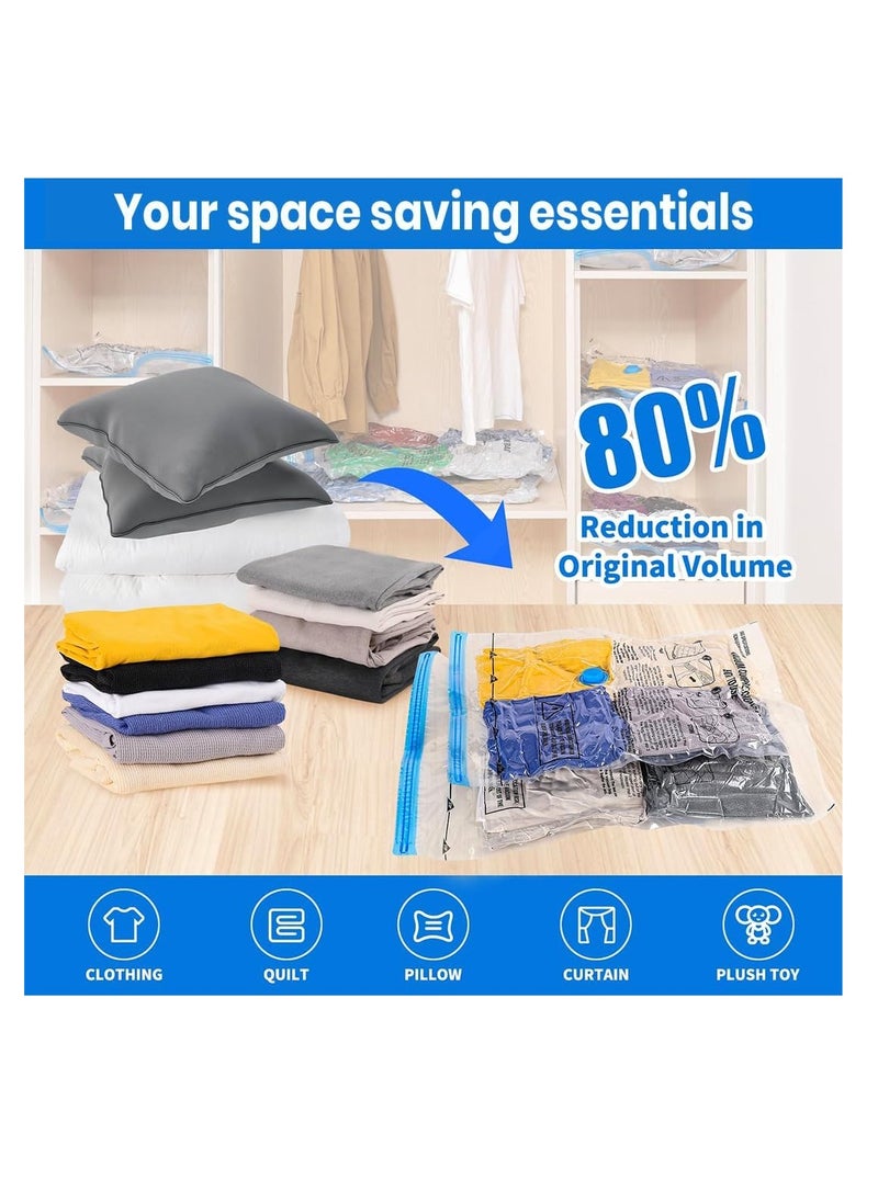 Meetion - Vacuum Compression Storage Bags, 6 Pack Vacuum Bags (2L+2M+1J+1Pump) with free Hand Pump, Vacuum Seal Bag for Clothes, Bedding, Blankets, Pillows, Seasonal Storage for Home & Travelling - Image 1
