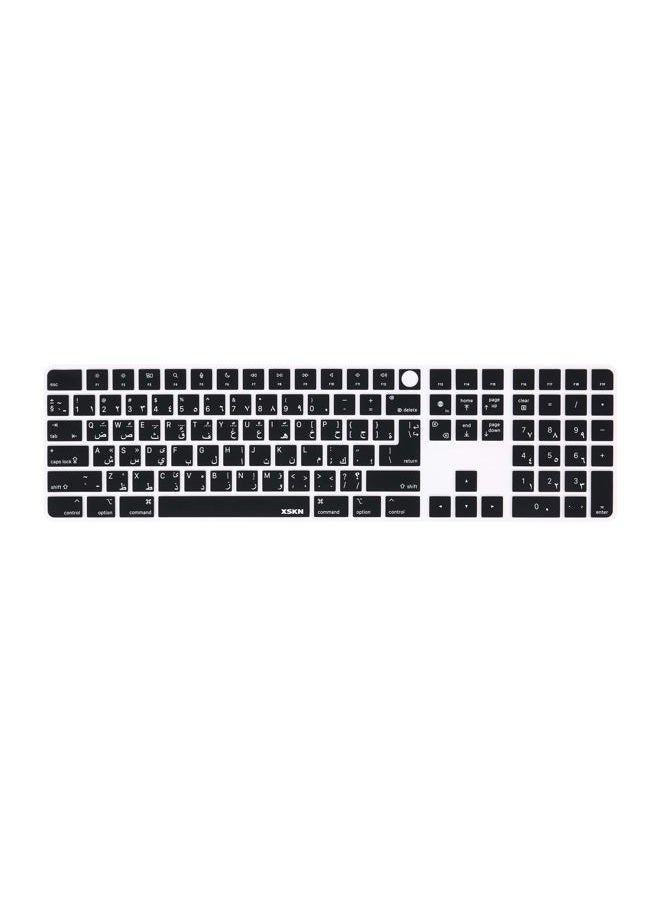 XSKN Arabic Black Silicone Keyboard Cover Skin for 2021 Released Apple 24 inches iMac M1 Chip Magic Keyboard with Touch ID and Numeric Keypad Model A2520 Keyboard Accessories - EU&US Version, K-391 - Image 1