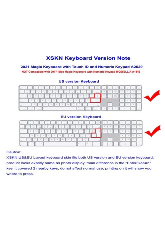 XSKN Arabic Black Silicone Keyboard Cover Skin for 2021 Released Apple 24 inches iMac M1 Chip Magic Keyboard with Touch ID and Numeric Keypad Model A2520 Keyboard Accessories - EU&US Version, K-391 - Image 3
