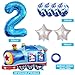 Weenkeey 2nd Birthday Train Balloons Giant Aluminum Foil Balloon Number 2 Mylar for Railroad Party Blue - Image 2