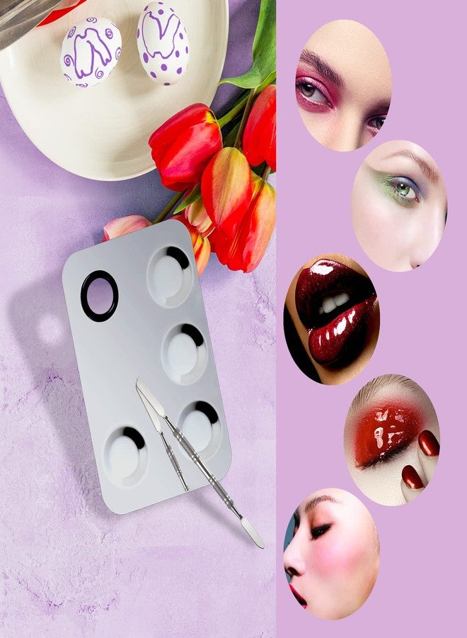 Penugo Upgrade Mixing Makeup Palette, Stainless Steel Palette With Spatula Tool for Mixing Cosmetic and Pigment, Nail-art - Image 4