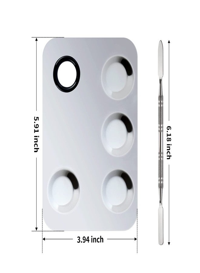 Penugo Upgrade Mixing Makeup Palette, Stainless Steel Palette With Spatula Tool for Mixing Cosmetic and Pigment, Nail-art - Image 2