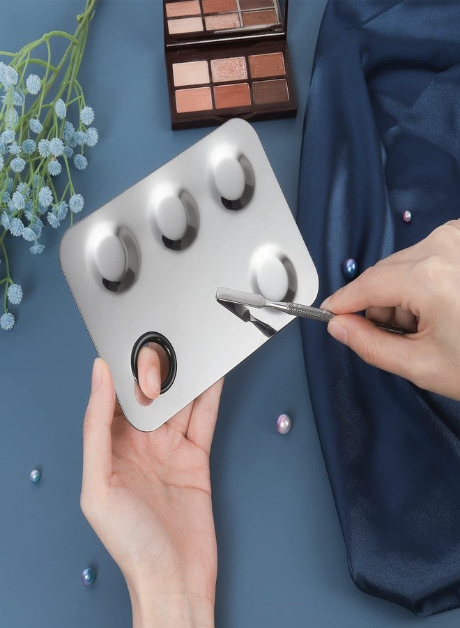 Penugo Upgrade Mixing Makeup Palette, Stainless Steel Palette With Spatula Tool for Mixing Cosmetic and Pigment, Nail-art - Image 3