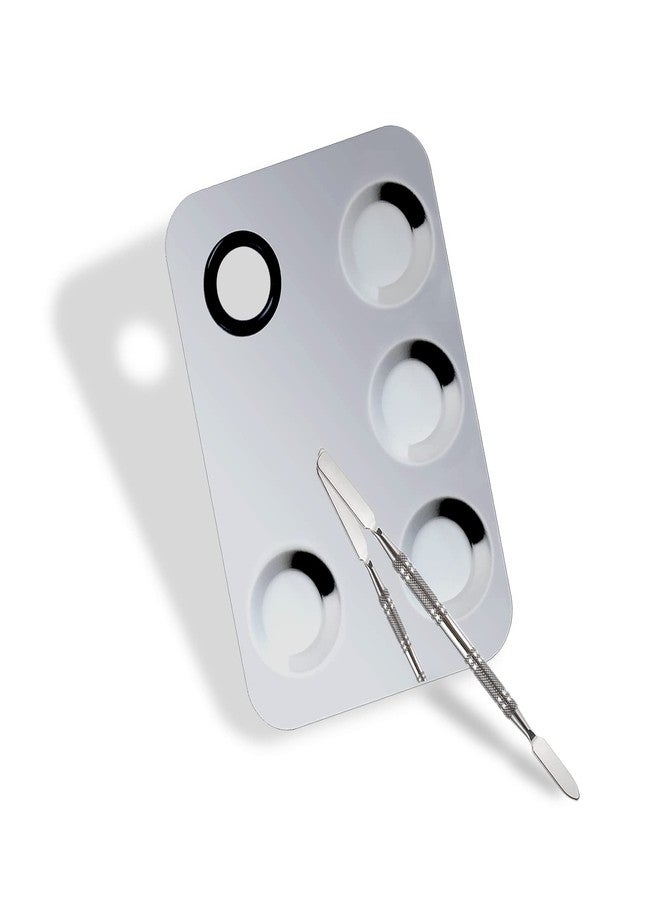 Penugo Upgrade Mixing Makeup Palette, Stainless Steel Palette With Spatula Tool for Mixing Cosmetic and Pigment, Nail-art - Image 1
