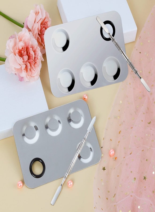 Penugo Upgrade Mixing Makeup Palette, Stainless Steel Palette With Spatula Tool for Mixing Cosmetic and Pigment, Nail-art - Image 5