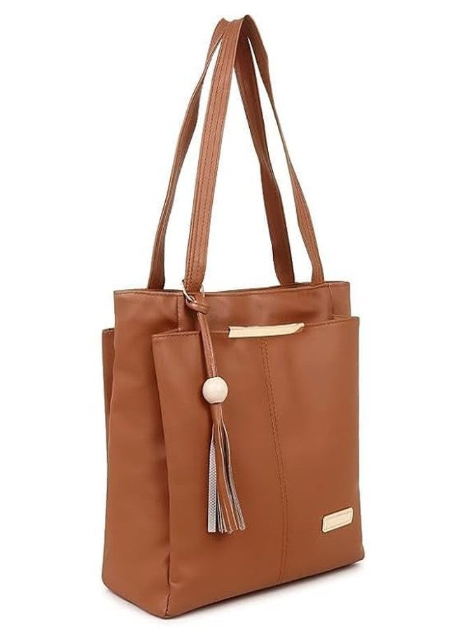 Purse Pulse Women Fashion Handbags Tote Purses Stylish Ladies Women and Girls Handbag for Office Bag Ladies Travel Shoulder Bag Tote for College Girls (Light Brown Clay) - Image 1