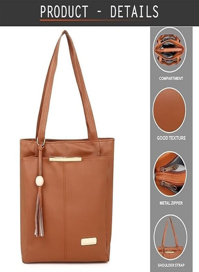 Purse Pulse Women Fashion Handbags Tote Purses Stylish Ladies Women and Girls Handbag for Office Bag Ladies Travel Shoulder Bag Tote for College Girls (Light Brown Clay) - Image 2