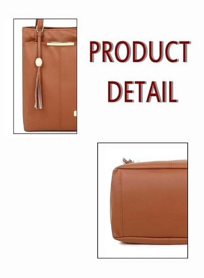 Purse Pulse Women Fashion Handbags Tote Purses Stylish Ladies Women and Girls Handbag for Office Bag Ladies Travel Shoulder Bag Tote for College Girls (Light Brown Clay) - Image 5