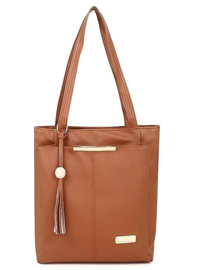 Purse Pulse Women Fashion Handbags Tote Purses Stylish Ladies Women and Girls Handbag for Office Bag Ladies Travel Shoulder Bag Tote for College Girls (Light Brown Clay) - Image 4