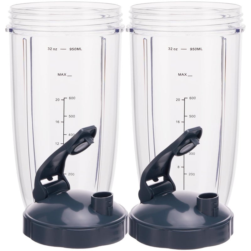 ABTER [UPGRADE] 2-pack 32oz Replacement Blender Cups with Flip-Top To-Go-Lid Compatible with NutriBullet 600w/900w Blender - Image 3