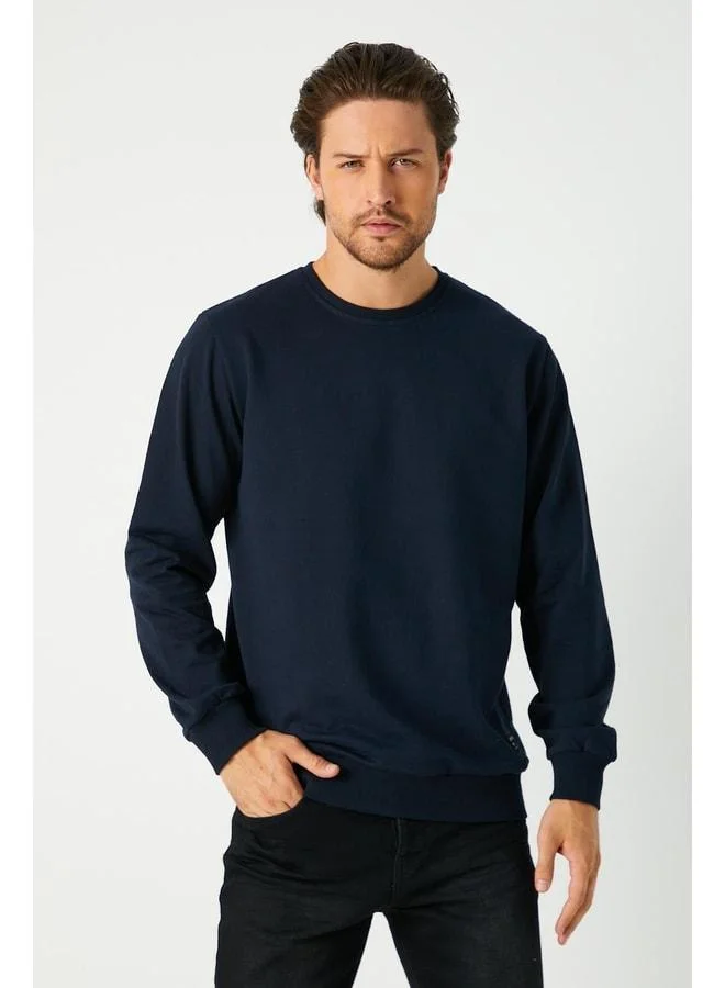 Mmetalic  Men's Navy Basic Crew Neck Sweatshirt. for Men | Best Price UAE