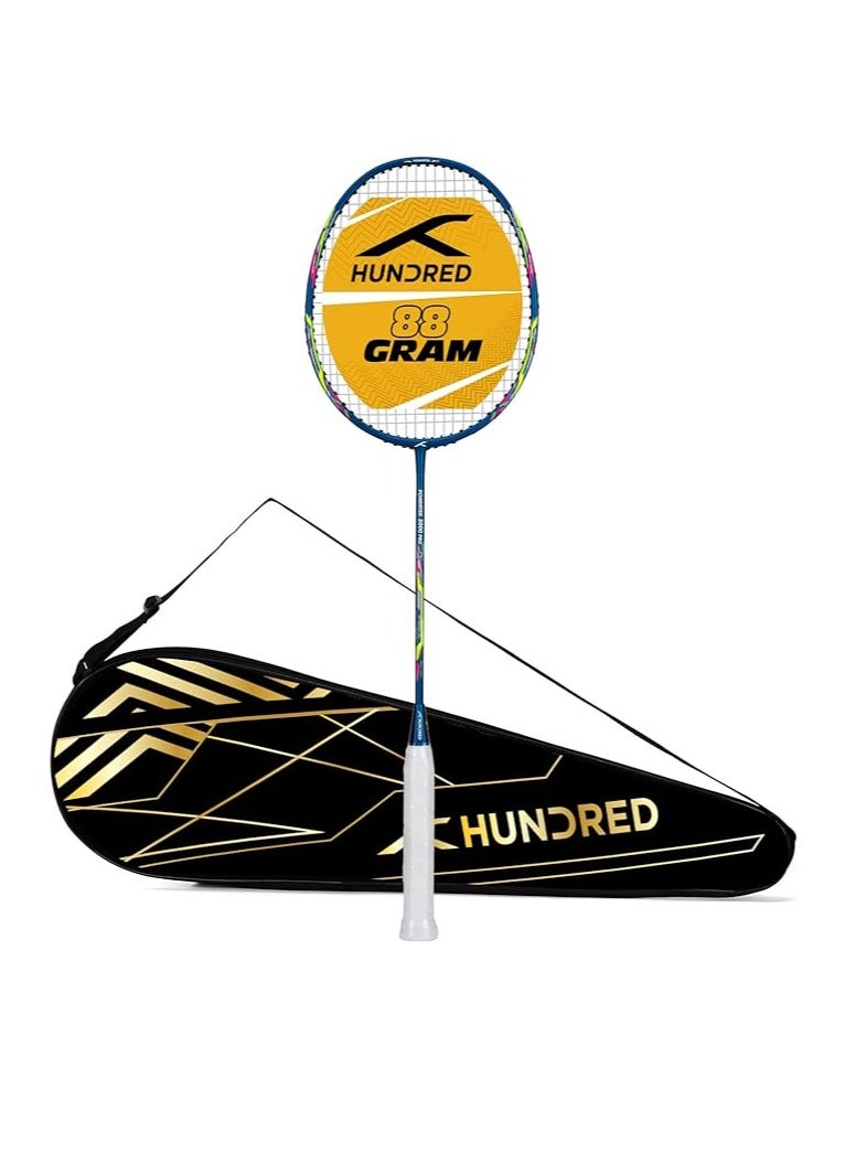HUNDRED Powertek 2000 PRO Badminton Racquet with Full Cover | Size: Standard | Grip Size: G6 | Strung | Material: Graphite | For Intermediate Players | Weight: 90 grams | Maximum String Tension - 22-24lbs - Image 1