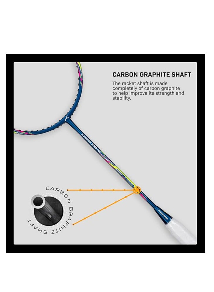 HUNDRED Powertek 2000 PRO Badminton Racquet with Full Cover | Size: Standard | Grip Size: G6 | Strung | Material: Graphite | For Intermediate Players | Weight: 90 grams | Maximum String Tension - 22-24lbs - Image 5
