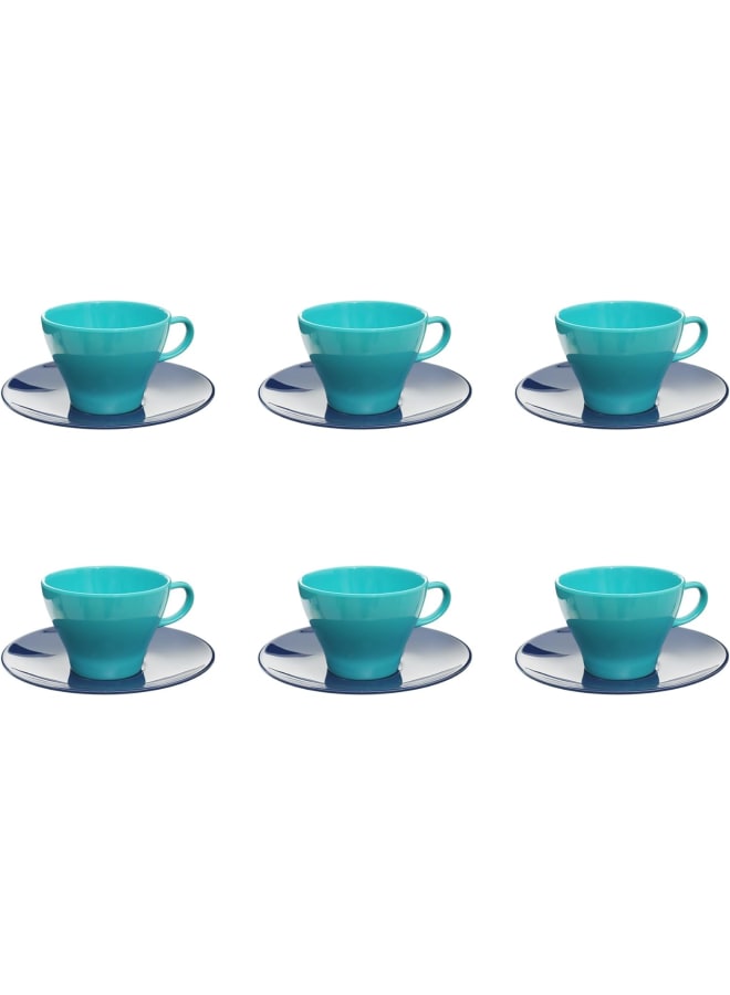 Moments Cup Set With Saucer 6-Pieces, Dark Blue/Tiff Blue - Image 1