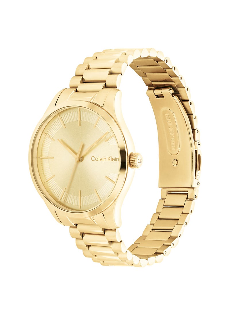 CALVIN KLEIN Analog Round Waterproof  Wrist Watch With Gold Strap 25200043  - Image 1