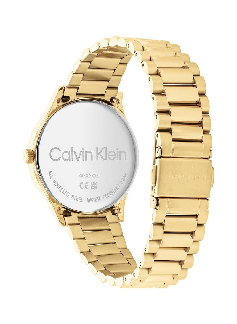 CALVIN KLEIN Analog Round Waterproof  Wrist Watch With Gold Strap 25200043  - Image 3